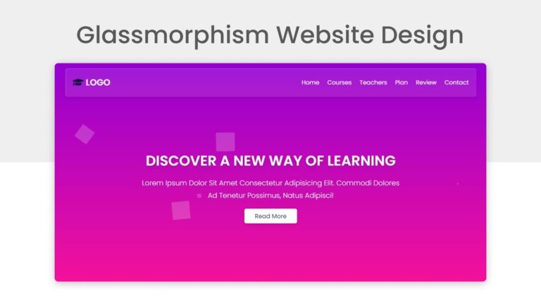Animated Glassmorphism Styled Website Design