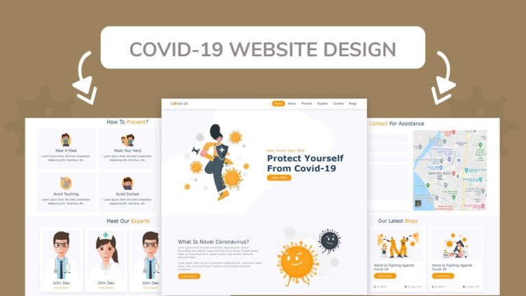 How to make novel coronavirus ( covid-19 ) website design - Virus & Disease Vaccine Website Design using HTML, CSS, vanilla JavaScript and bootstrap