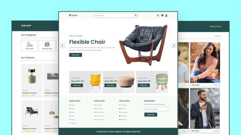 Multipage Furniture Store Website Design HTML CSS SASS JavaScript