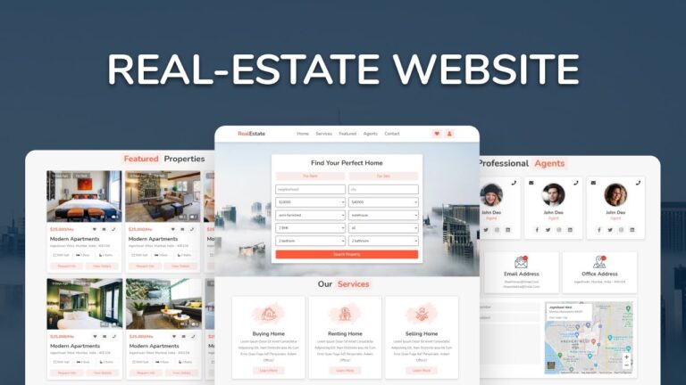 Real Estate - House Rent - Hotel Booking Website Design HTML - CSS -JavaScript -100% Free Download
