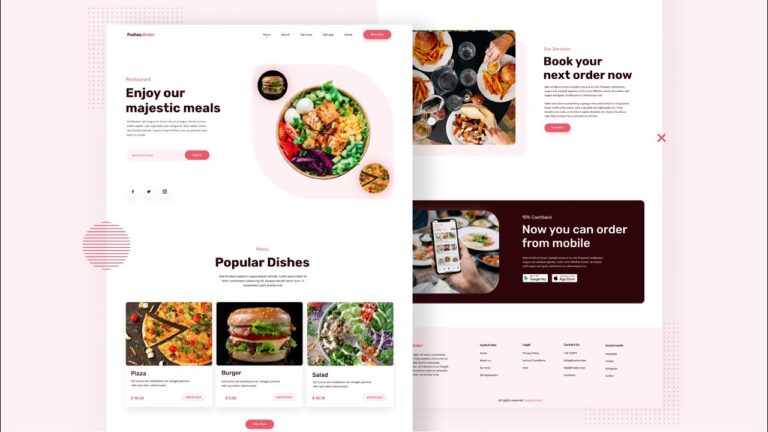 Amazing Food - Restaurant - Pizza Shop - FastFood Website Design Using HTML CSS JavaScript 100% Free