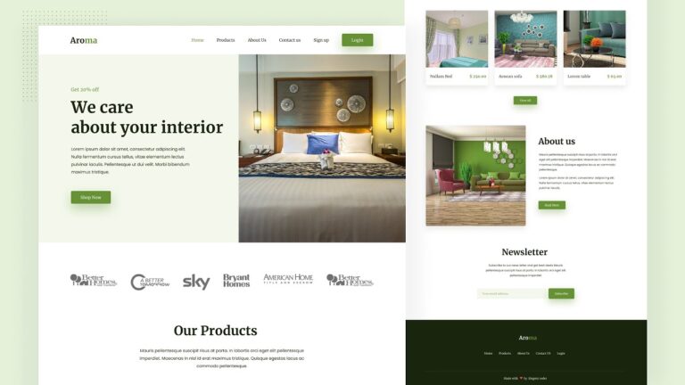 Interior Design - Home Decoration Website Design Using HTML - CSS - JavaScript 100% Free Source Code