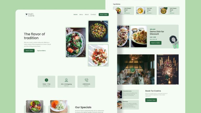 Cuisine Website Design - Restaurant Website Design - HTML CSS JavaScript - 100% Free Source Code