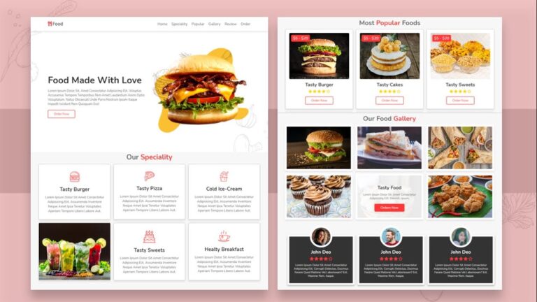 Food - Restaurant Website Design Using HTML CSS And JAVASCRIPT From Scratch