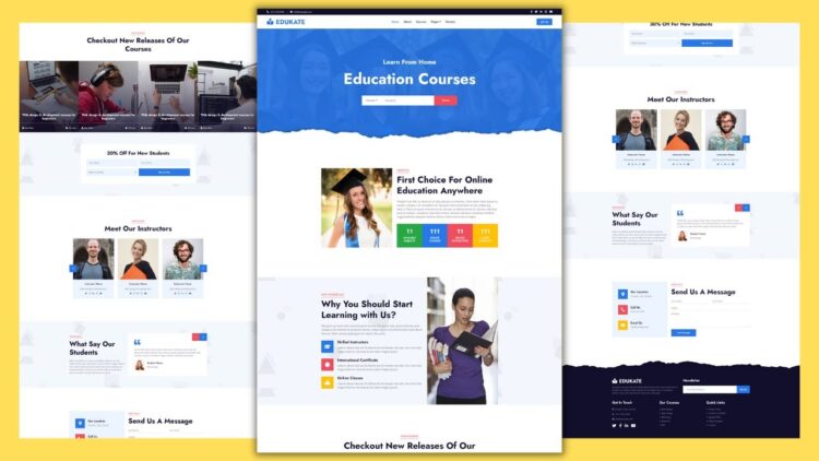 100% Free HTML, CSS, JS, and Responsive Online Education Website ...