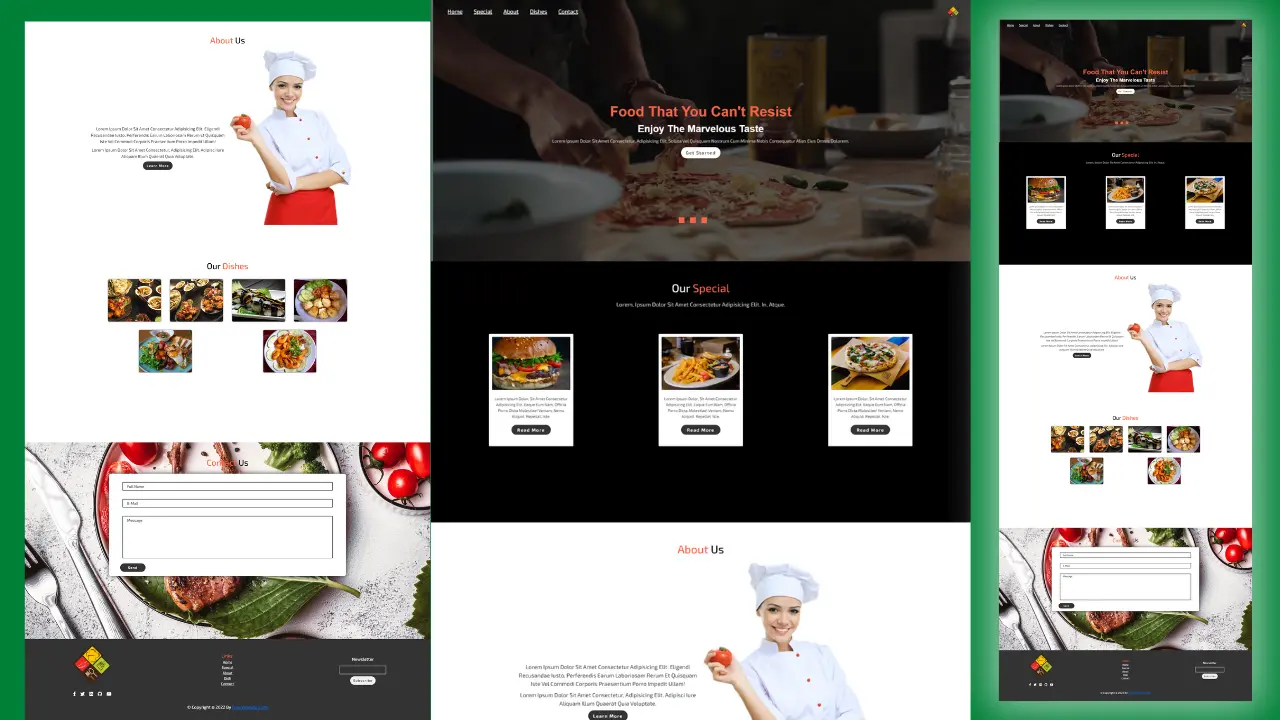 restaurant food website design template