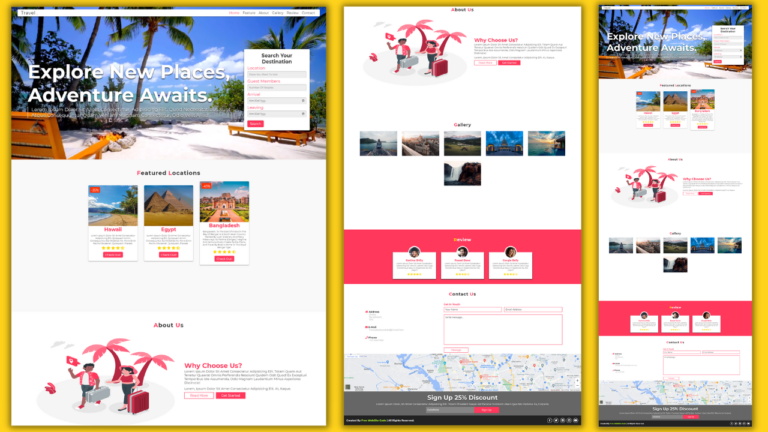travel website design template -freewebsitecode