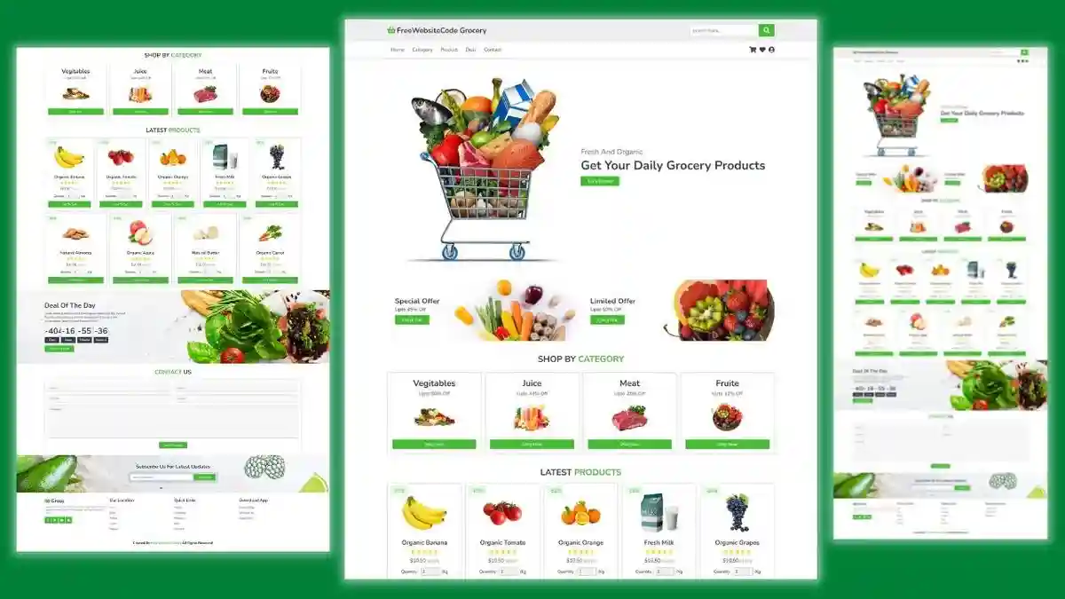 Online vegetable shopping ecommerce website html css templates free download