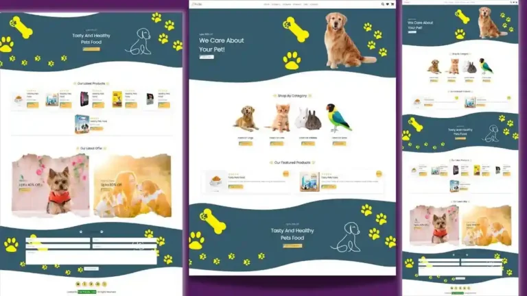 Pet Shop Website Template pet ecommerce website